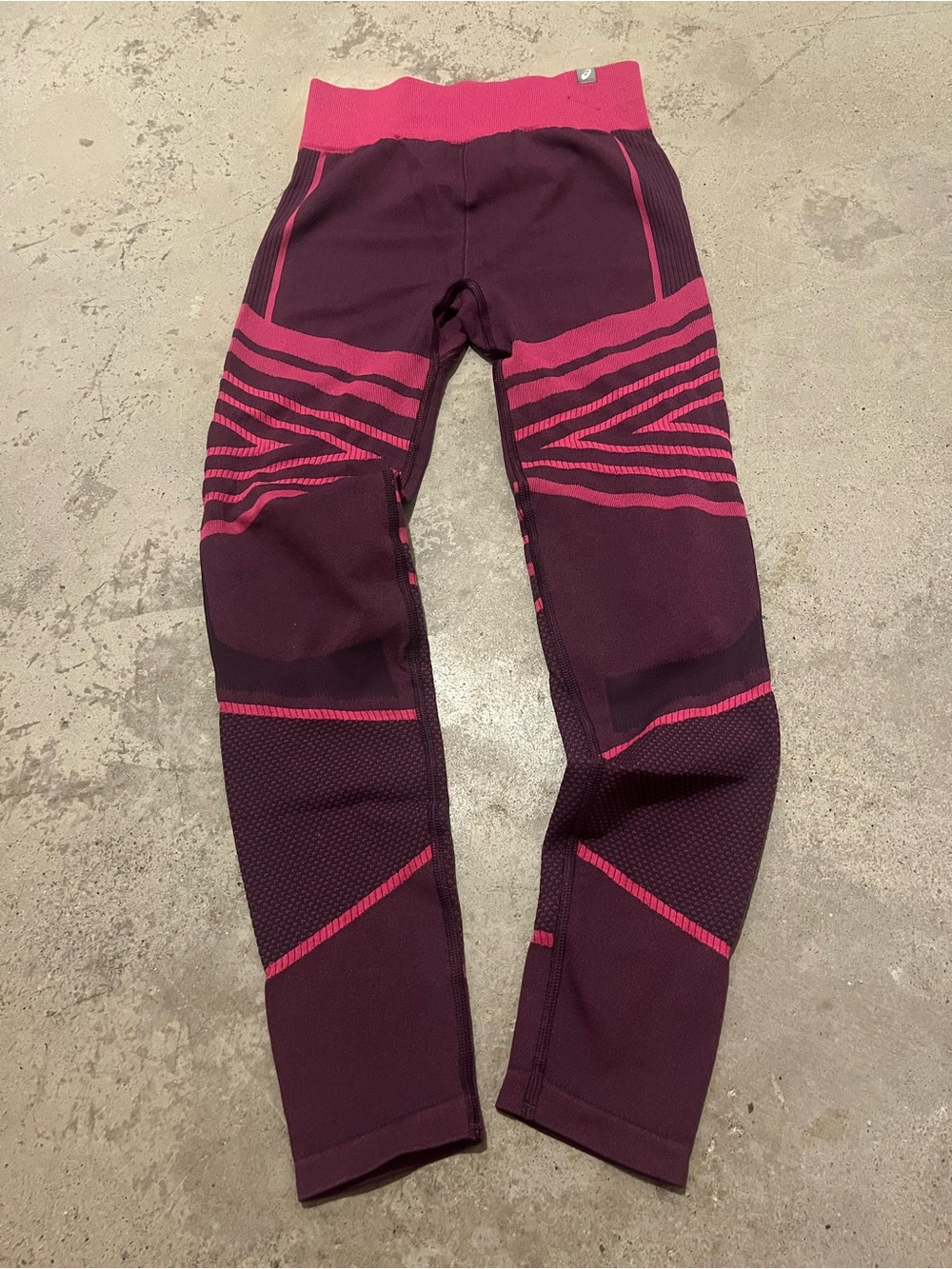 Womens Asics Seamless Burgundy and Pink Athletic Leggings
